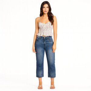 POL Jeans Distressed Mom Jeans Blue Frayed Waist Straight Leg Relaxed Fit Denim